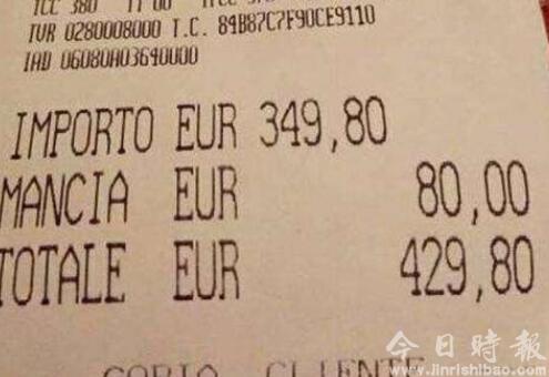 日本游客举报天价菜单 意大利餐厅被罚5000欧元